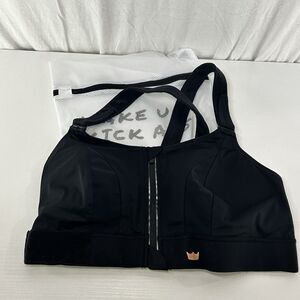 Shefit Luxe Sports Bra Womens Size 3Luxe Black Zip Front Adjustable High Impact